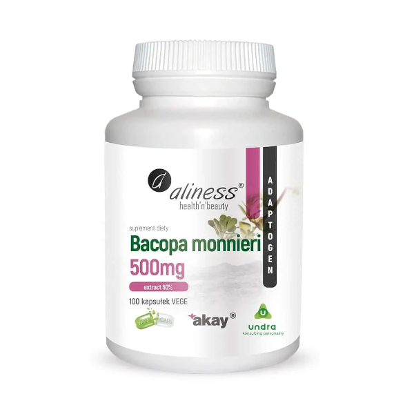 ALINESS Bacopa Monnieri Extract 50% 500mg 100 Kapsułek wegetariańskich