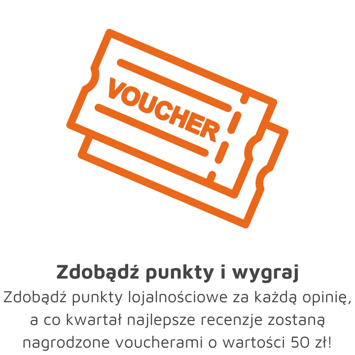 5.	Zdobądź punkty i wygraj Zdobądź punkty lojalnościowe za każdą opinię, a co kwartał najlepsze recenzje zostaną nagrodzone voucherami o wartości 50 zł!