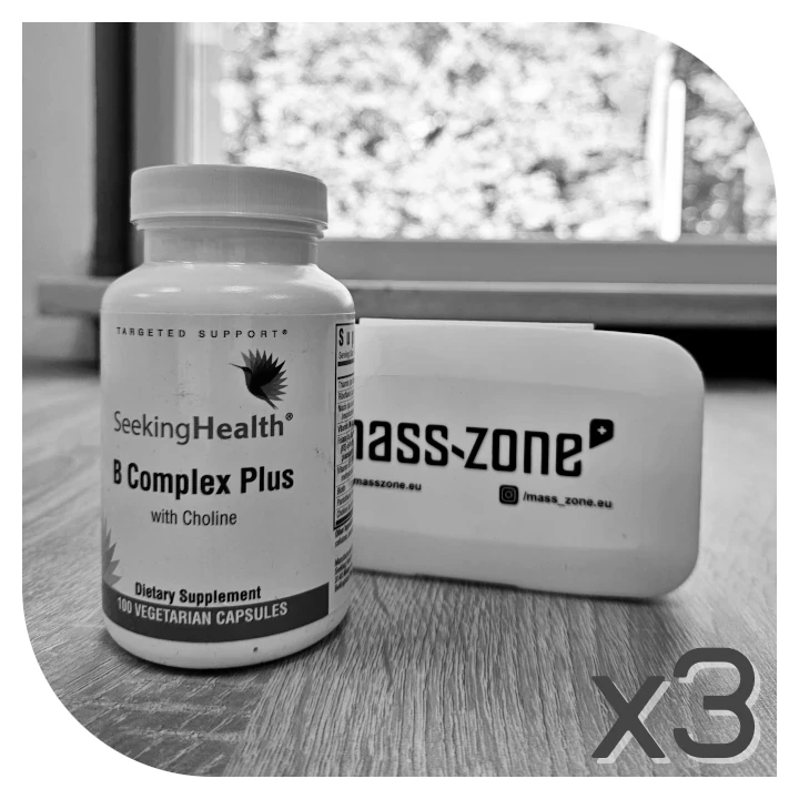 Zestaw Seeking Health B Complex Plus kapsułki + pill box mass-zone.eu (3 zestawy)