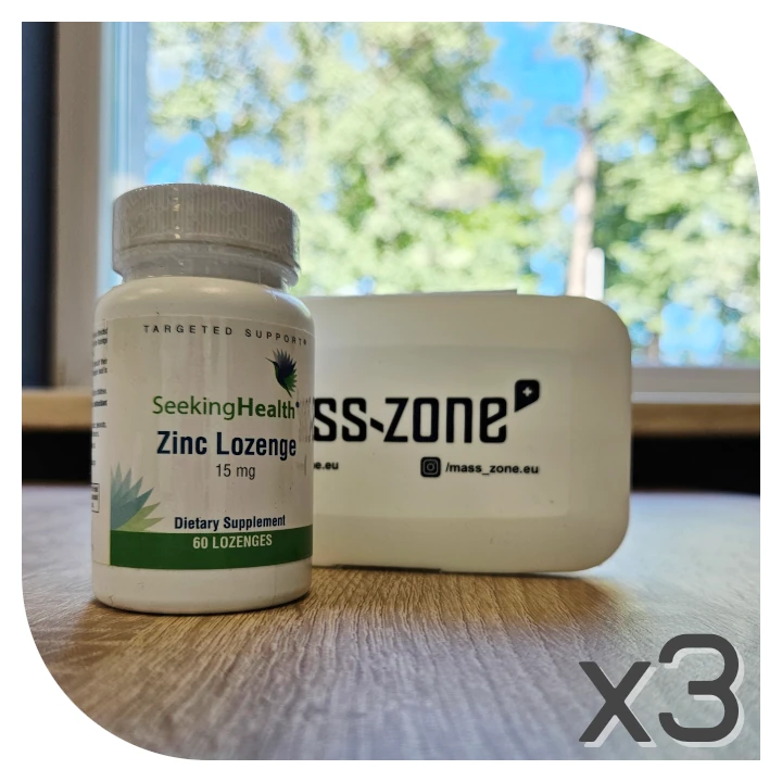 Zestaw Seeking Health Zinc Lozenges + pill box mass-zone.eu (3 zestawy)