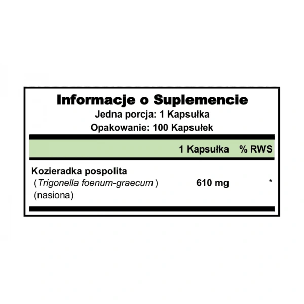 Puritan's Pride Fenugreek (Kozieradka) - 610 mg - 100 kaps