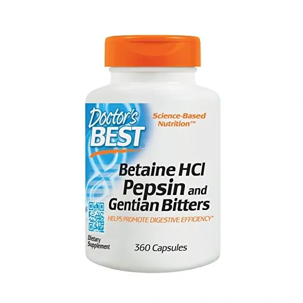 Doctor's Best Betaine HCl Pepsin & Gentian Bitters (Betaina HCl) - 360 kaps