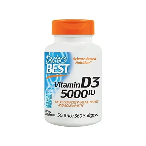 Doctor's Best Vitamin D3 (Witamina D3), 5000 IU  - 360 kapsułek żelowych