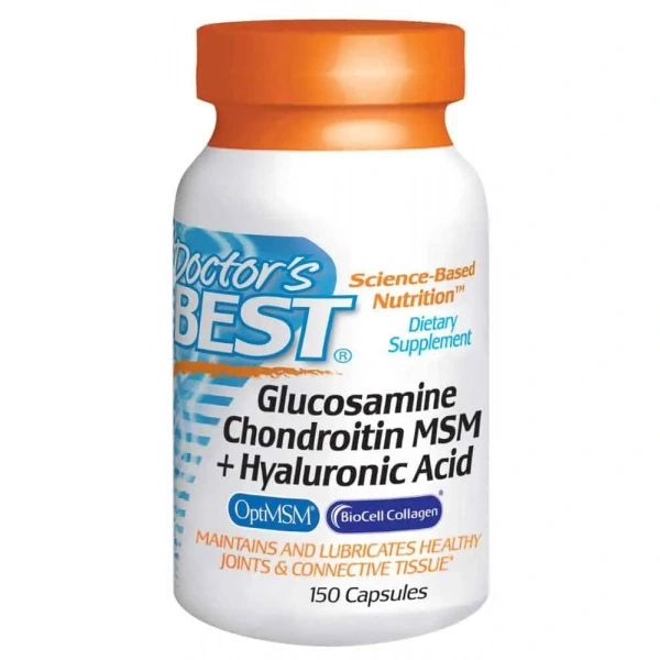 Doctor's Best Glucosamine Chondroitin MSM Plus Hyaluronic Acid (Glukozamina z Kwasem Hialuronowym) - 150 kaps