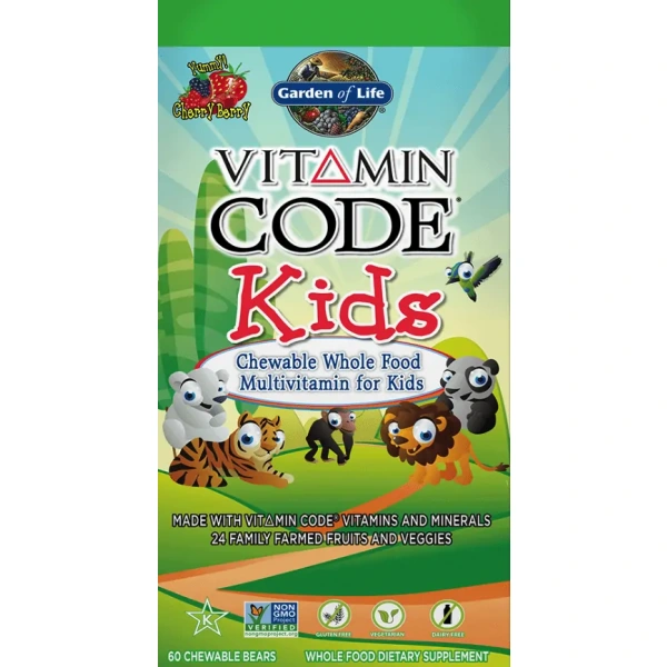 GARDEN OF LIFE Vitamin Code Kids, Chewable Whole Food Multivitamin For Kids - 60 chewable bears