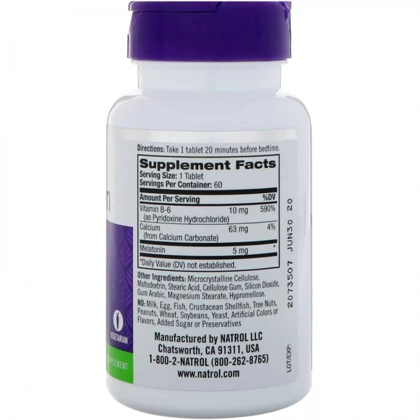 NATROL Melatonin 5mg (Melatonina) - 60 tabletek