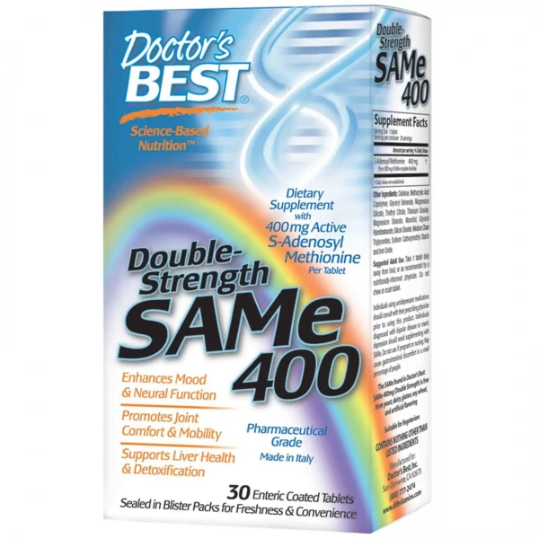 Doctor's Best SAM-e 400, Double-Strength - 30 tabletek wegetariańskich