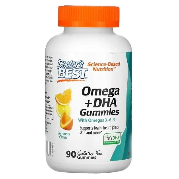 Doctor's Best Omega + DHA with Omega 3-6-9 Seriously Citrus (Omega + DHA z Omega 3-6-9 Mocno cytrusowe) 90 Żelków