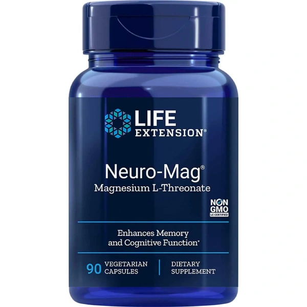 LIFE EXTENSION Neuro-Mag Magnesium L-Threonate (L-Treonian Magnezu - Wsparcie Pracy Mózgu) 90 kapsułek wegetariańskich
