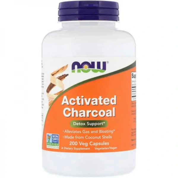 NOW FOODS Activated Charcoal 200 Vegetarian Capsules