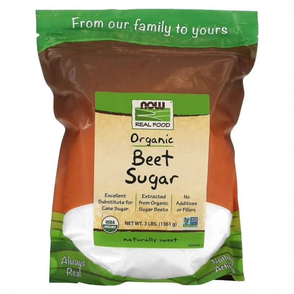 NOW FOODS Organic Beet Sugar (Cukier Buraczany) 3lbs. (1361g)