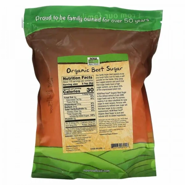 NOW FOODS Organic Beet Sugar (Cukier Buraczany) 3lbs. (1361g)