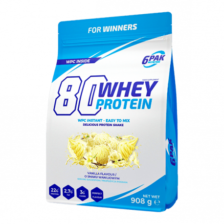 6PAK 80 Whey Protein 908g o smaku waniliowym
