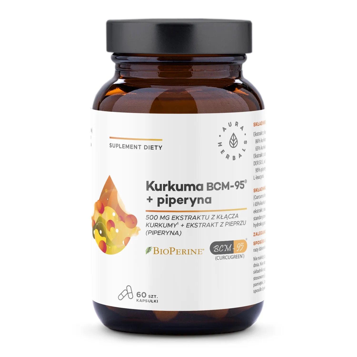 AURA HERBALS Kurkuma 500 mg BCM-95 + piperyna (60 kaps.)