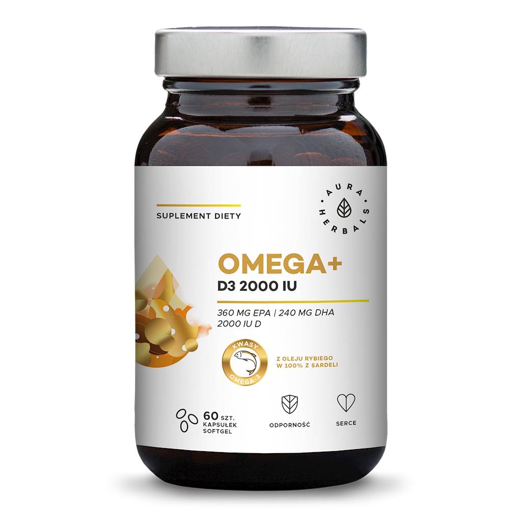 Aura Herbals Omega+ Witamina D3 2000 IU 60 kapsułek