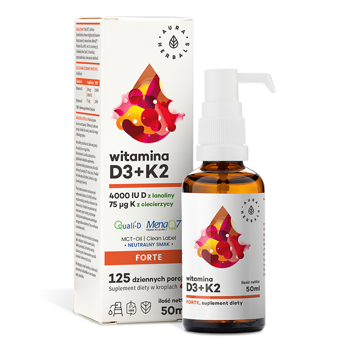 Aura Herbals Witamina D3 4000 IU + K2MK7 50 ml