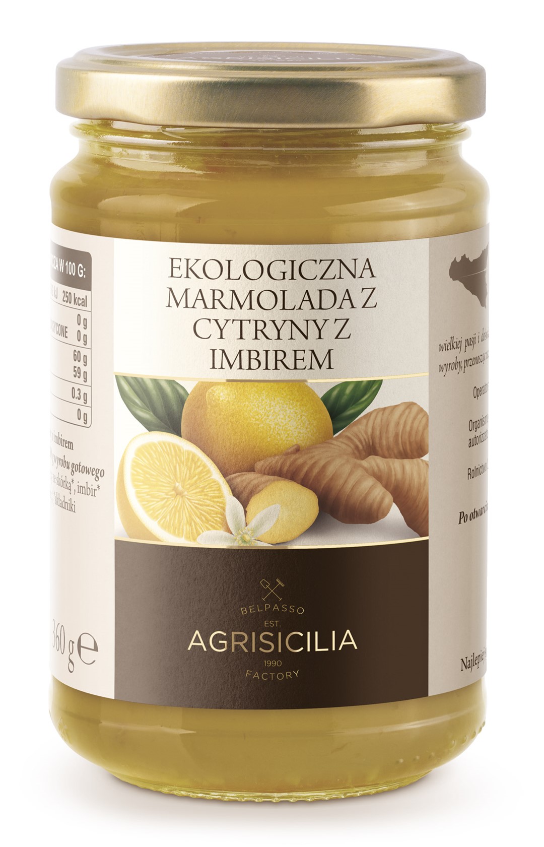 Agrisicilia marmolada z cytryn z imbirem bio 360 g