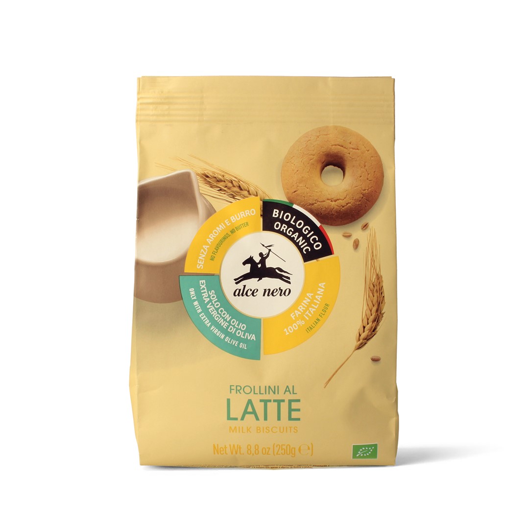 Alce nero ciastka mleczne z oliwą z oliwek extra virgin (14 %) bio 250 g