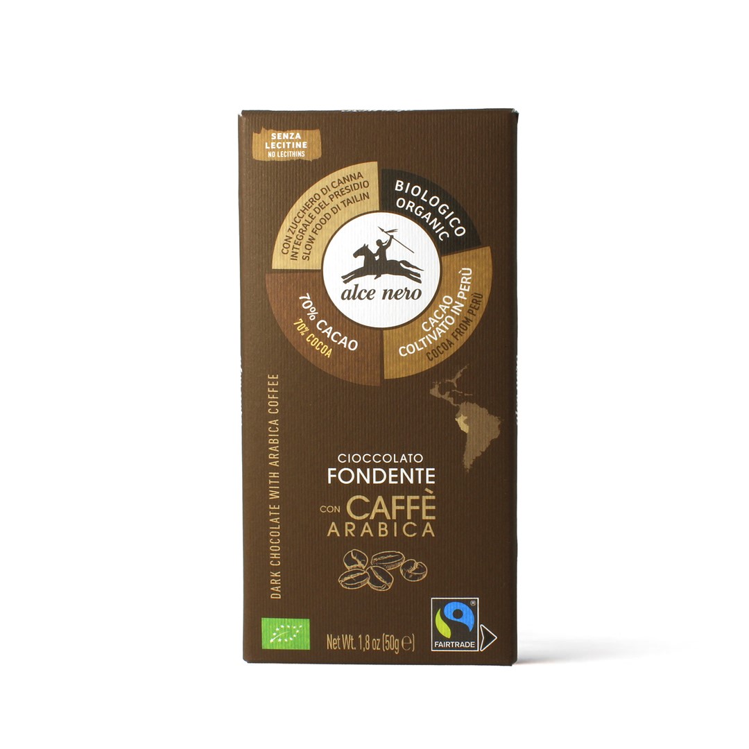 Alce nero czekolada gorzka z kawą fair trade bezglutenowa bio 50 g