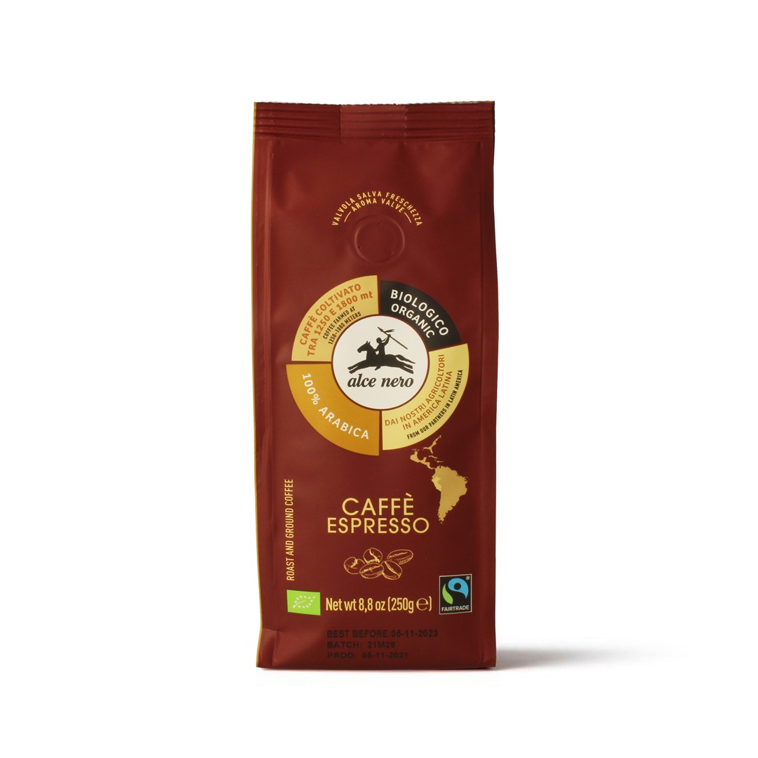 Alce nero kawa mielona arabica 100 % espresso fair trade górska bio 250 g