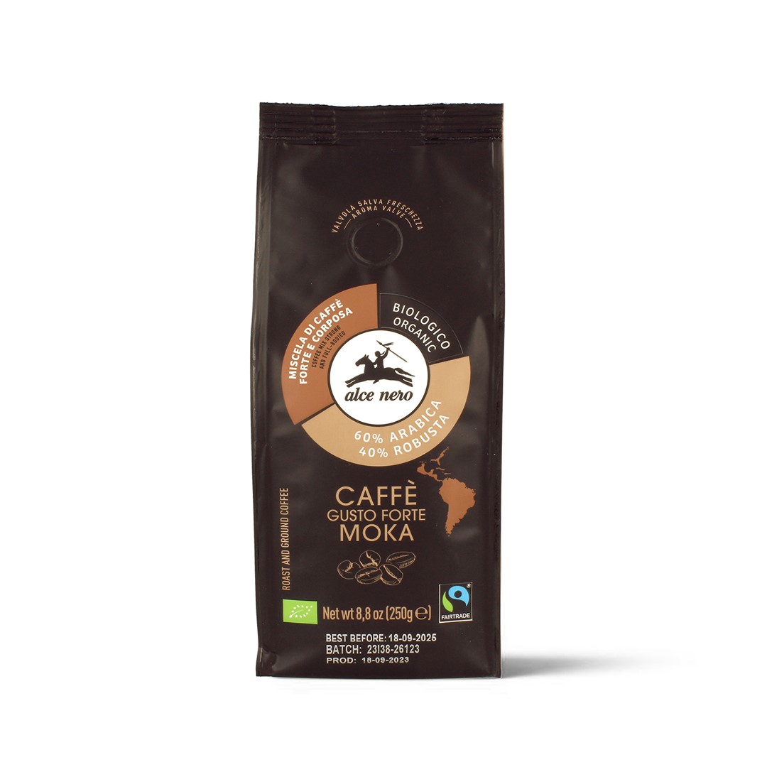 Alce nero kawa mielona arabica/robusta strong fair trade bio 250 g