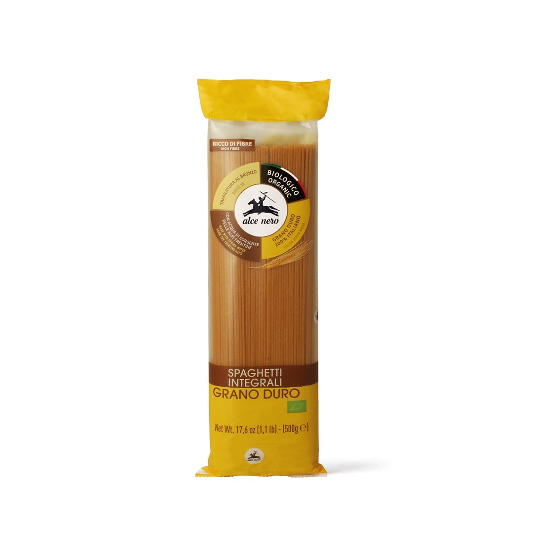 Alce nero makaron (semolinowy razowy) spaghetti bio 500 g