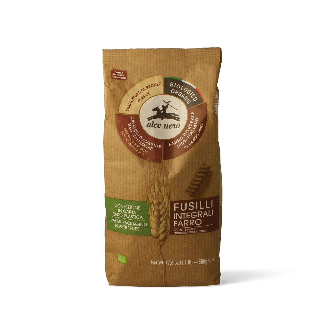 Alce nero makaron (z płaskurki razowy) fusilli bio 500 g