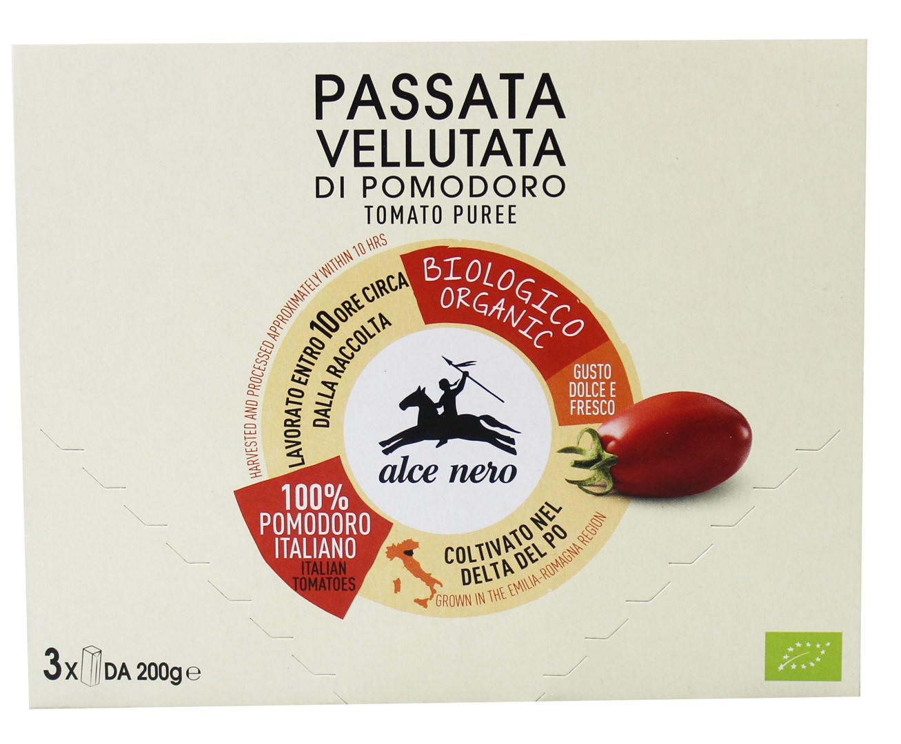 Alce nero sos pomidorowy passata bio (3 x 200 g) 600 g