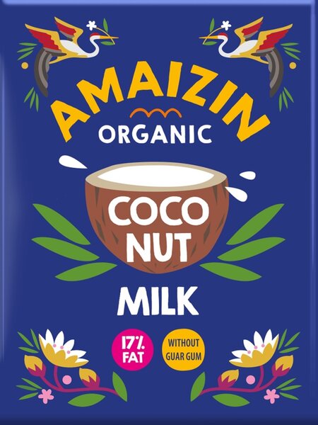 Amaizin coconut milk  napój kokosowy bez gumy guar (17 % tłuszczu) bio 200 ml (karton)