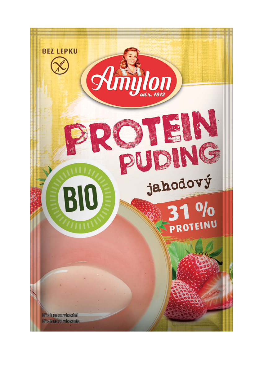 Amylon budyń proteinowy truskawkowy bez dodatku cukrów bezglutenowy bio 45 g