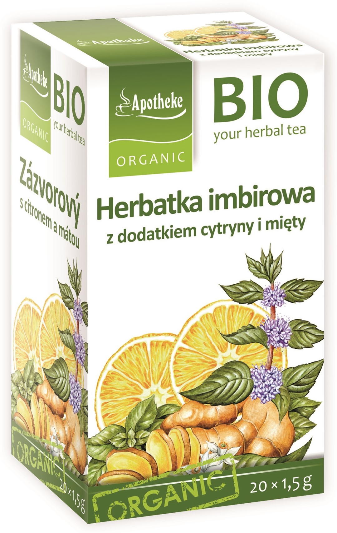 Apotheke herbatka imbirowa (cytryna i mięta) bio (20 x 1,5 g) 30 g