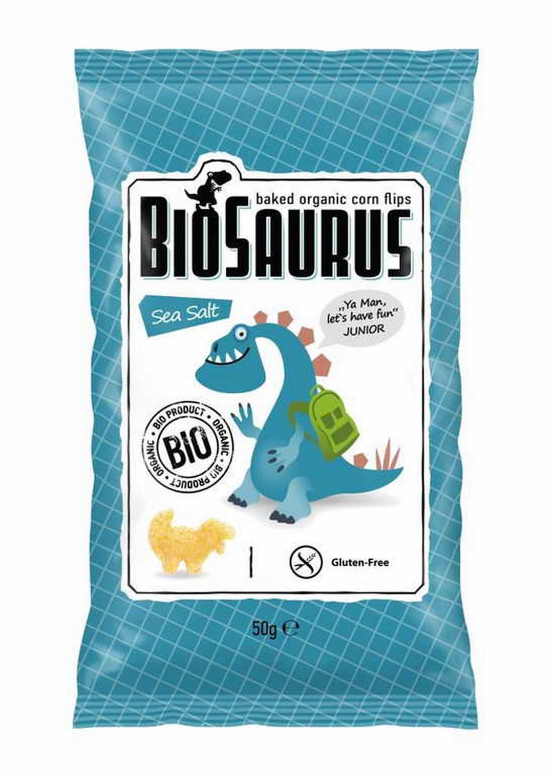 BIOSAURUS Chrupki kukurydziane Dinozaury z solą morską BEZGL. BIO 50 g