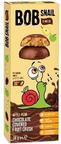 BOB SNAIL Przekąska jabłko gruszka w mlecznej belgijskiej czekoladzie 30g