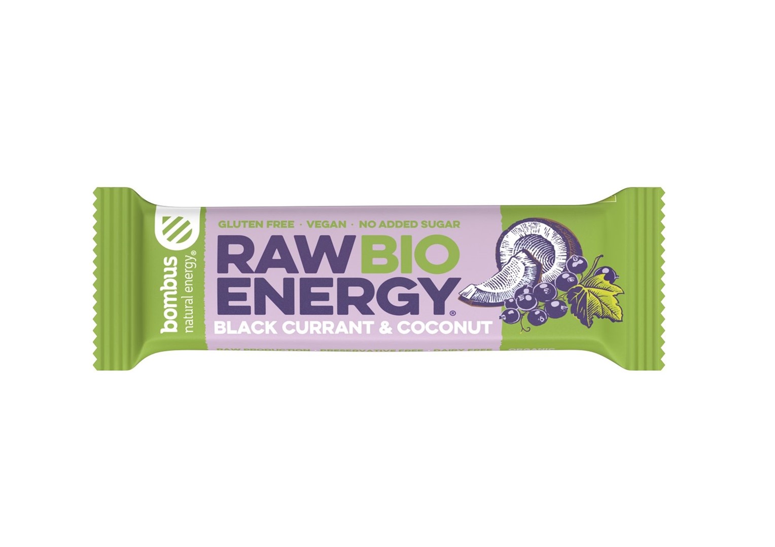 BOMBUS BIO Baton RAW ENERGY BIO czarna porzeczka-kokos BEZGL. BIO 50 g
