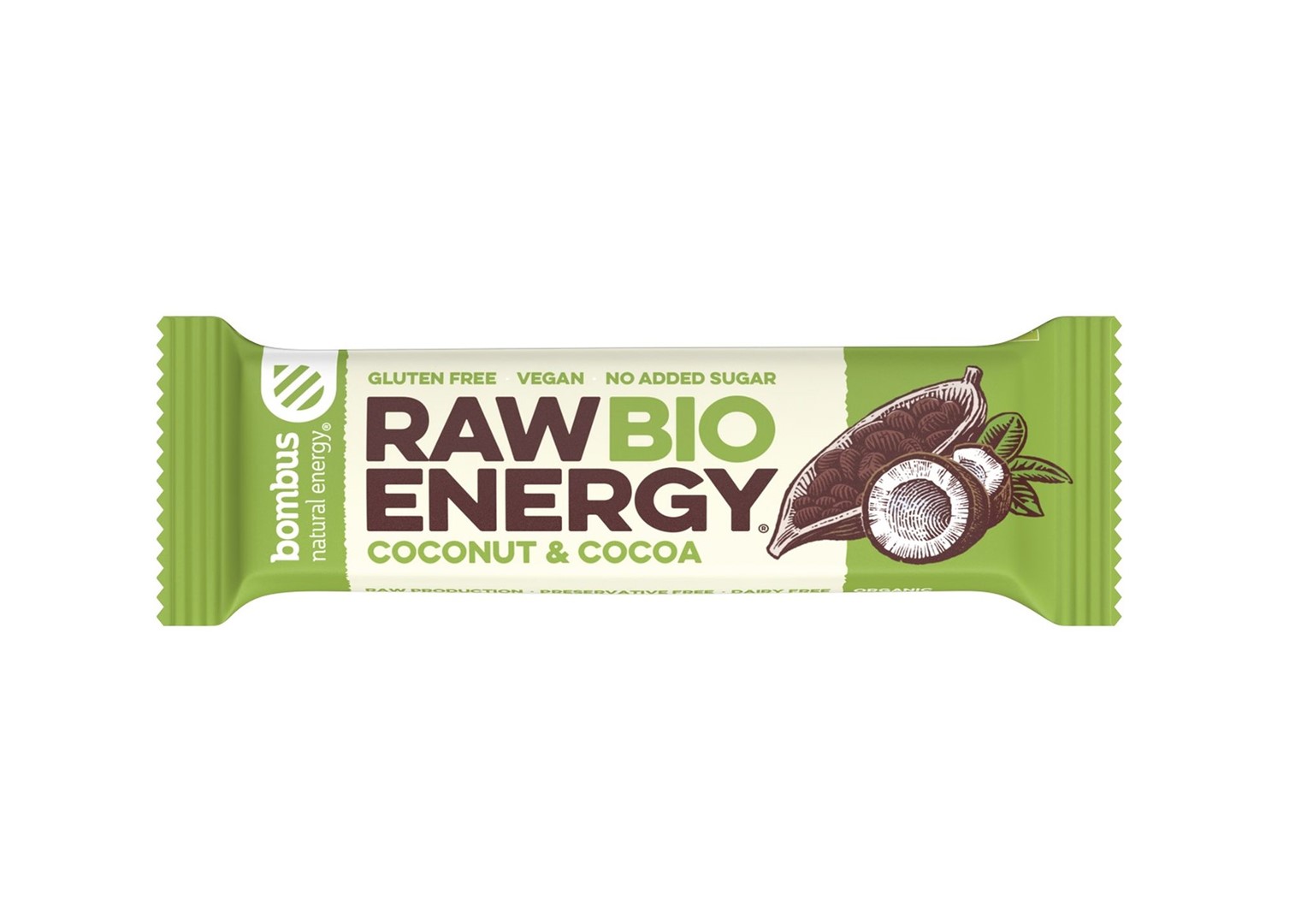 BOMBUS BIO Baton RAW ENERGY BIO kokos-kakao BEZGL. BIO 50 g
