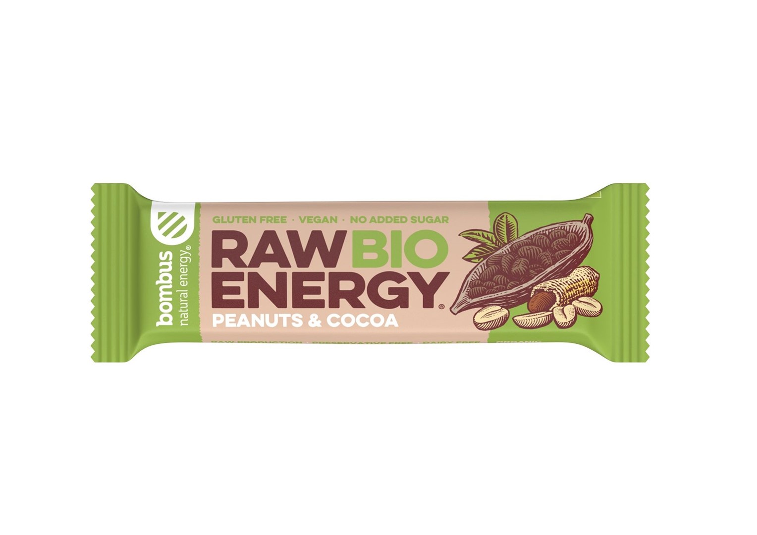 BOMBUS BIO Baton RAW ENERGY BIO orzech ziemny-kakao BEZGL. BIO 50 g