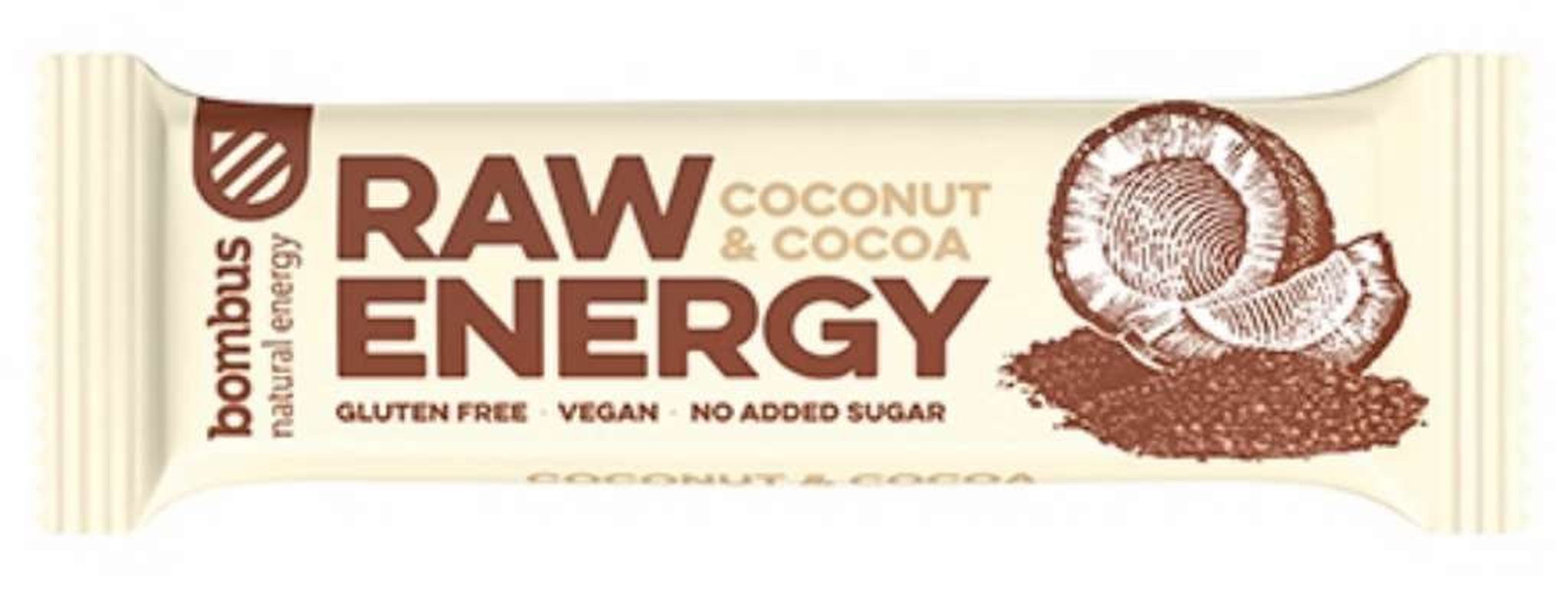 BOMBUS Baton RAW ENERGY kokos-kakao BEZGL. 50 g