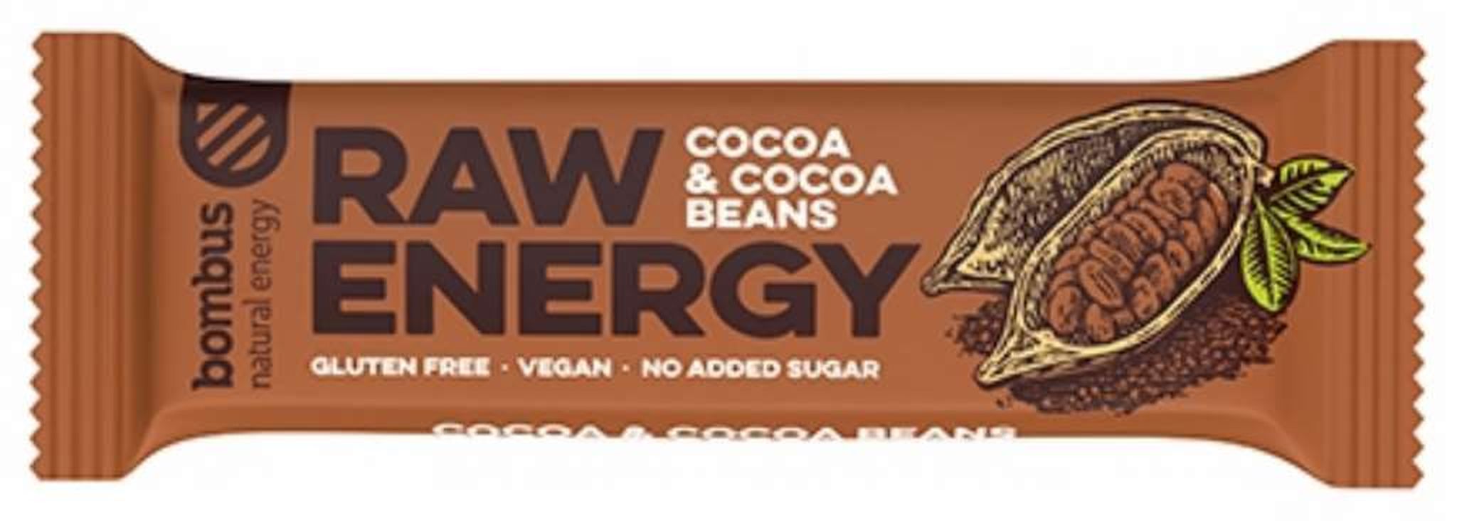 BOMBUS Baton RAW ENERGY z ziarnami kakaowca BEZGL. 50 g