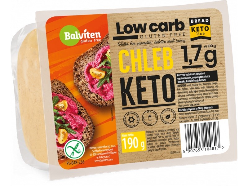Balviten chleb krojony keto o obniżonej ilości węglowodanów bezglutenowy 190 g