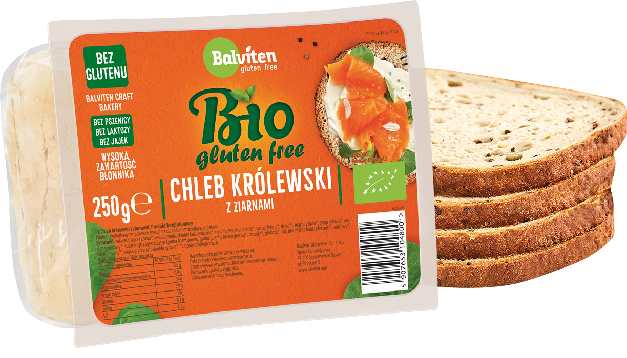 Balviten chleb królewski z ziarnami krojony bezglutenowy bio 250 g