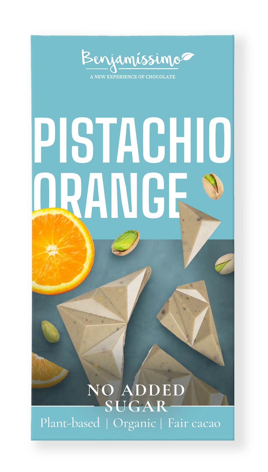 Benjamissimo tabliczka kakaowa pistacje  pomarańcza bez dodatku cukrów bezglutenowa bio 60 g