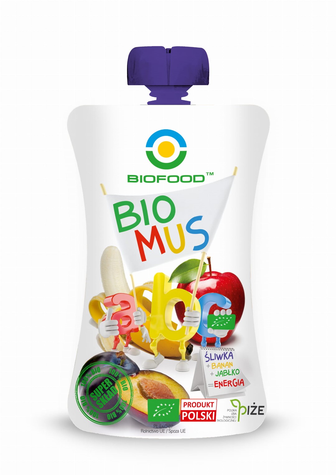 Bio food mus śliwkowo  bananowo  jabłkowy bezglutenowy bio 90 g