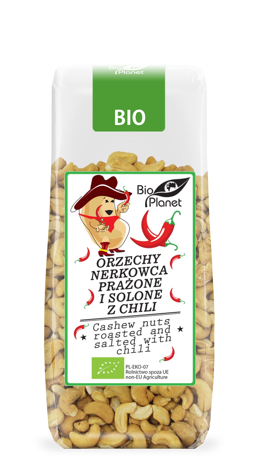 Bio planet orzechy nerkowca prażone i solone z chili bio 100 g