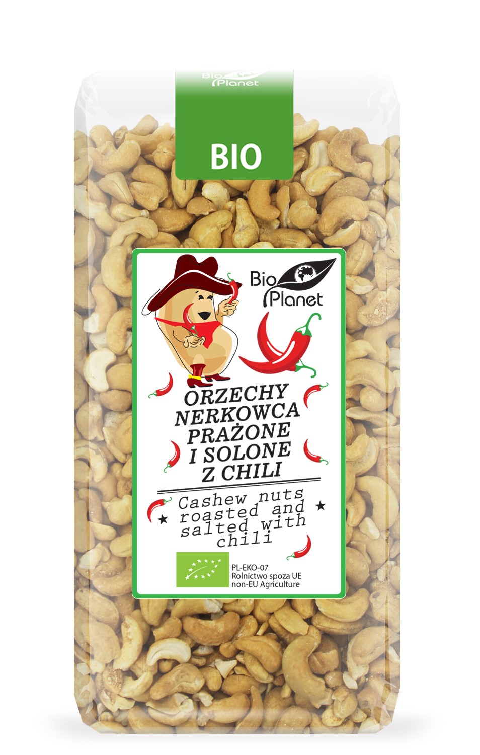 Bio planet orzechy nerkowca prażone i solone z chili bio 350 g