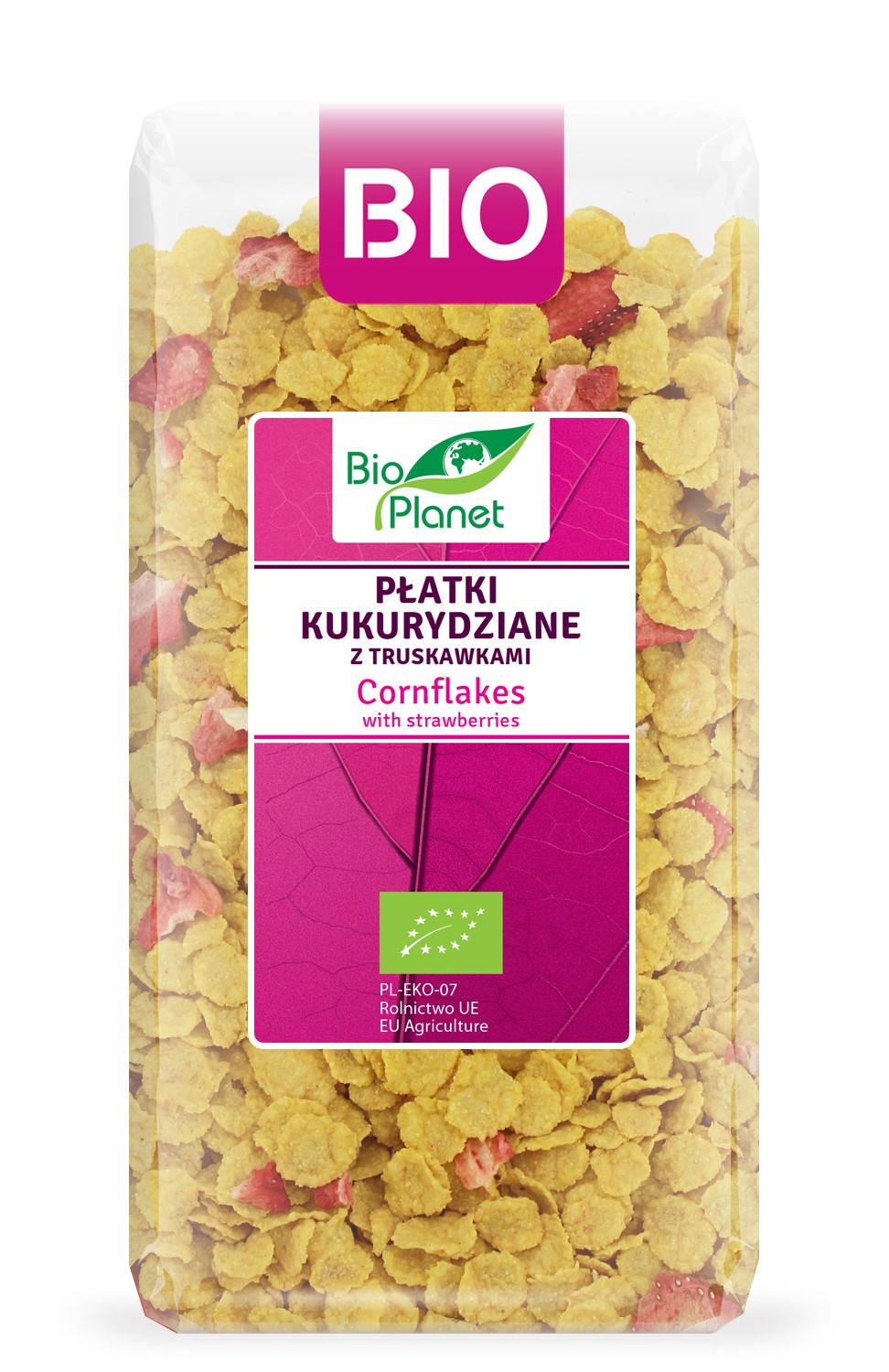 Bio planet płatki kukurydziane z truskawkami bez dodatku cukrów bio 250 g