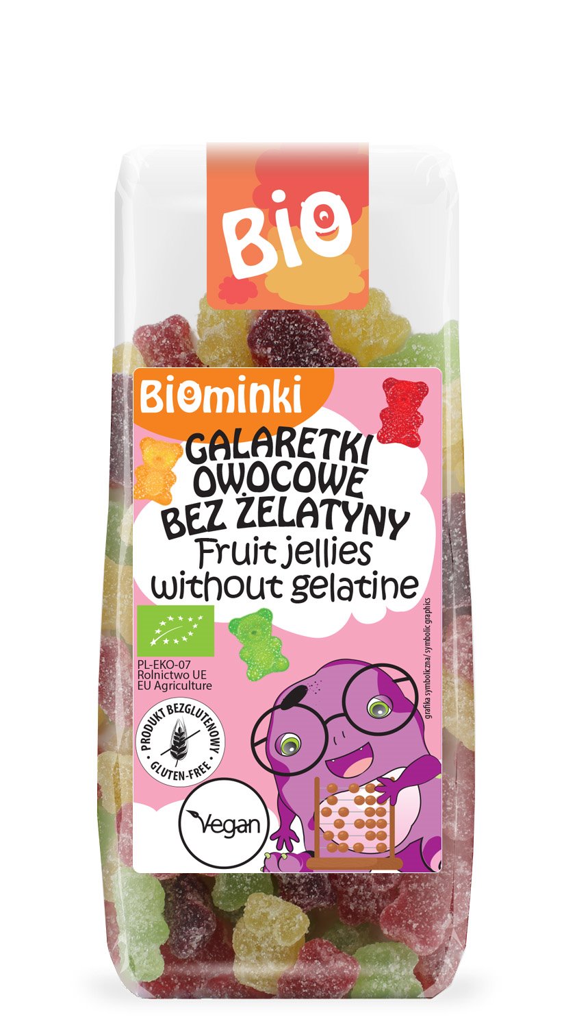 Biominki galaretki owocowe bez żelatyny bezglutenowe bio 100 g