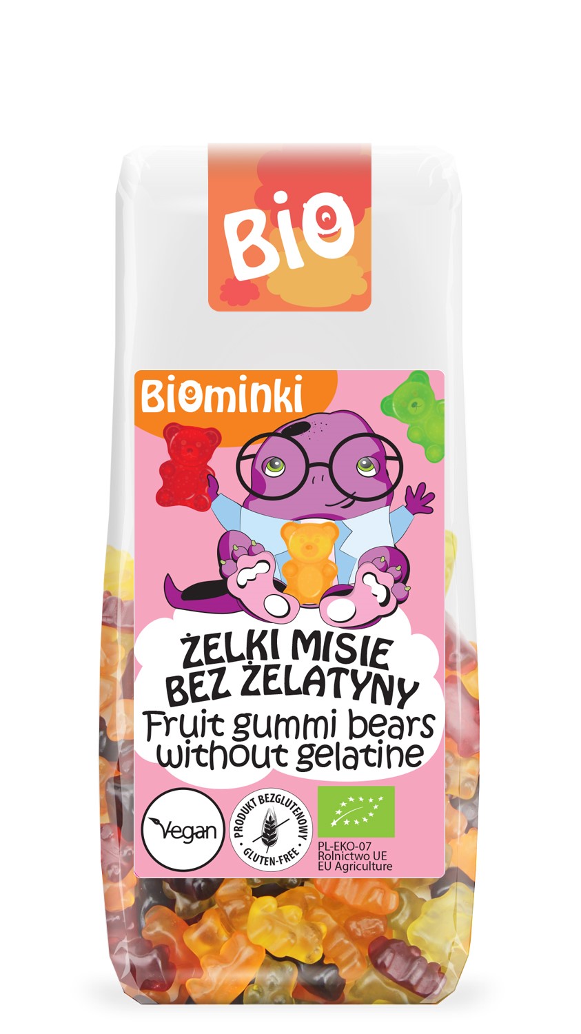 Biominki żelki misie bez żelatyny bezglutenowe bio 100 g