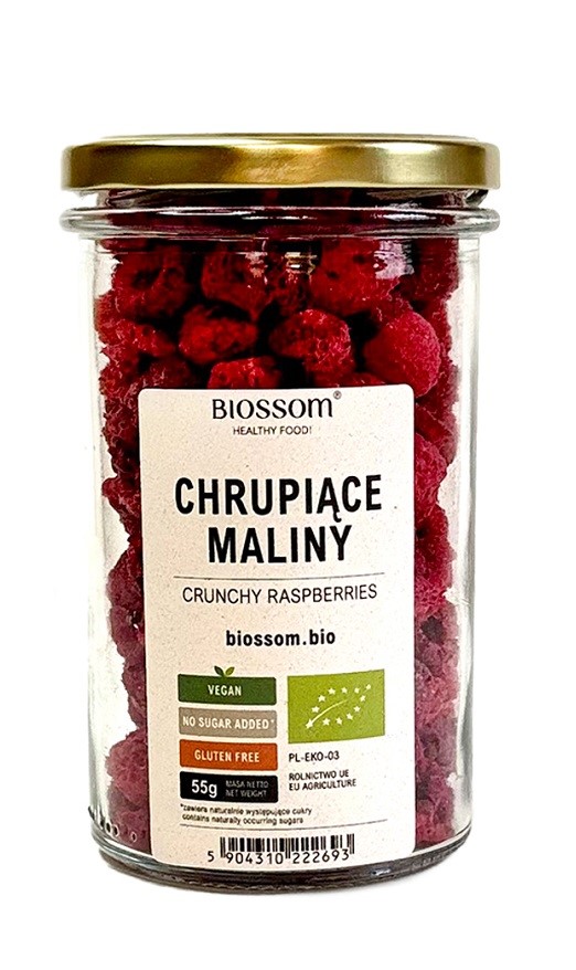 Biossom maliny liofilizowane chrupiące  bezglutenowe bio 55 g