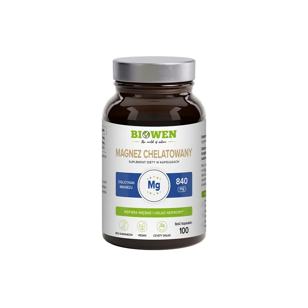 Biowen Magnez Chelatowany Diglicynian Magnezu 840 mg 100 kapsułek