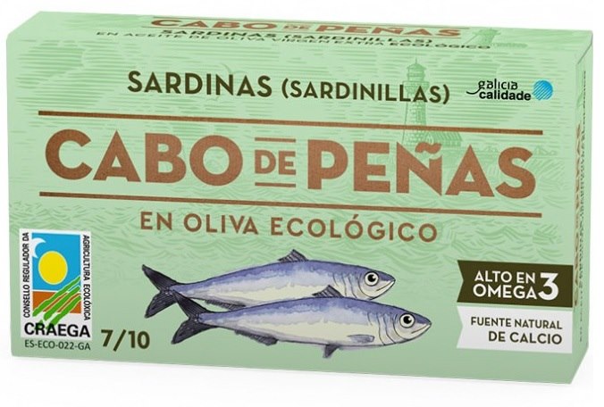CABO DE PENAS Mini sardynki w ekologicznej oliwie z oliwek 85 g